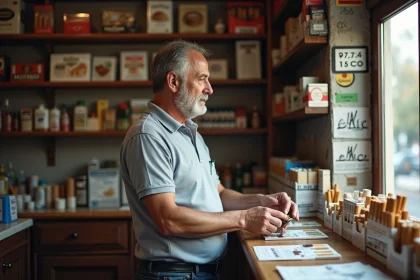 Vendeur de tabac dans une boutique authentique