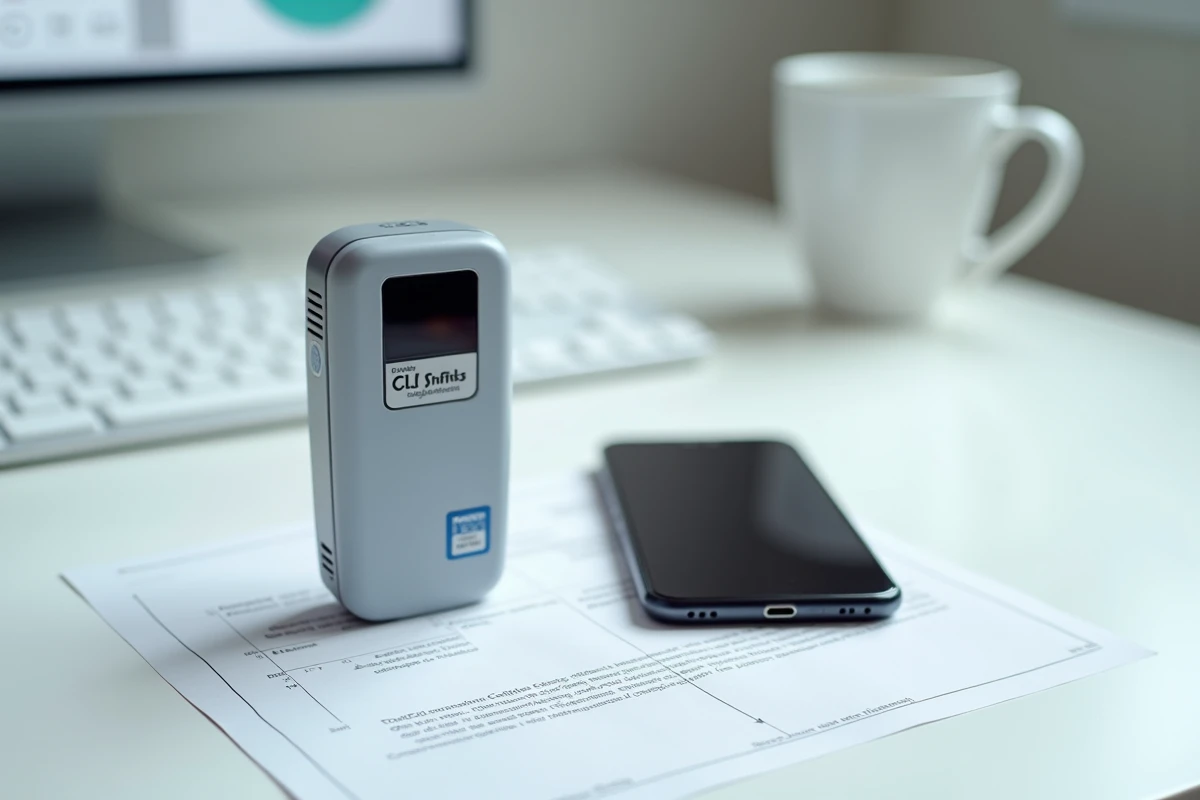 Comparaison entre un éthylotest professionnel certifié et une application simulateur d'alcool sur smartphone posés sur un bureau
