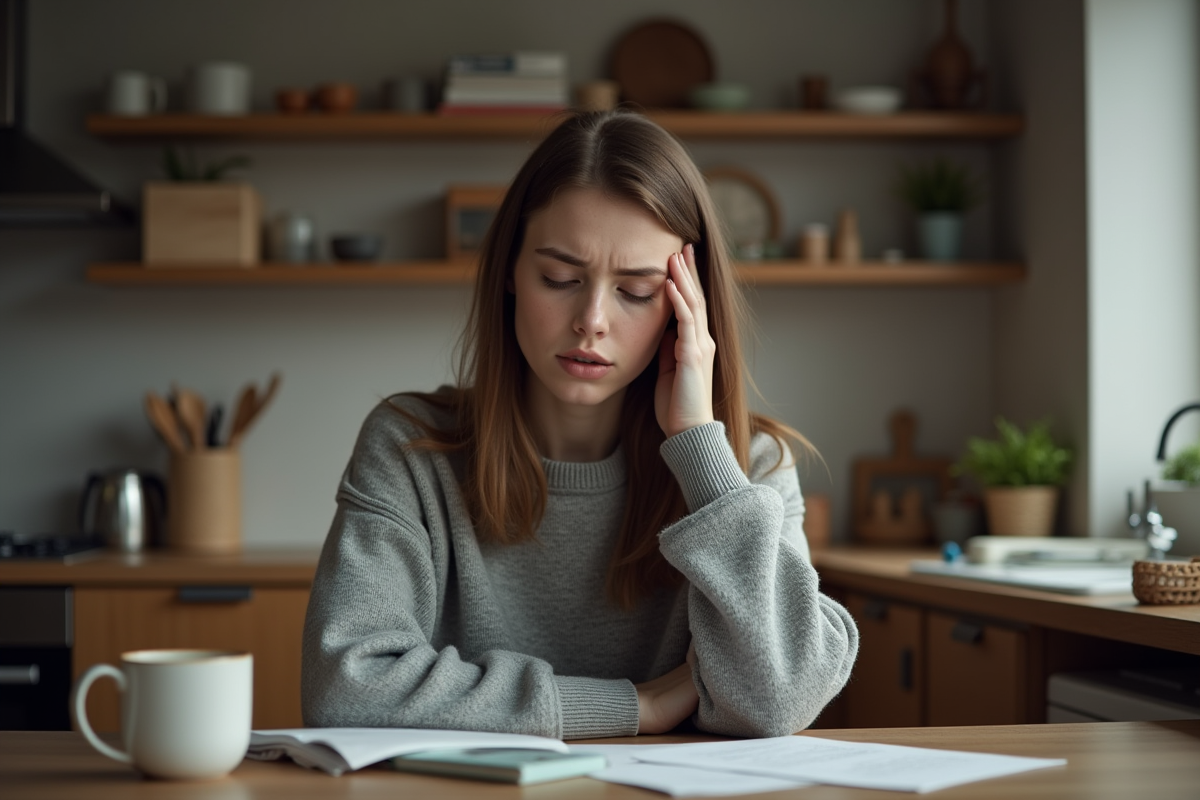 Jeune femme pensant à la maison en mode quotidien