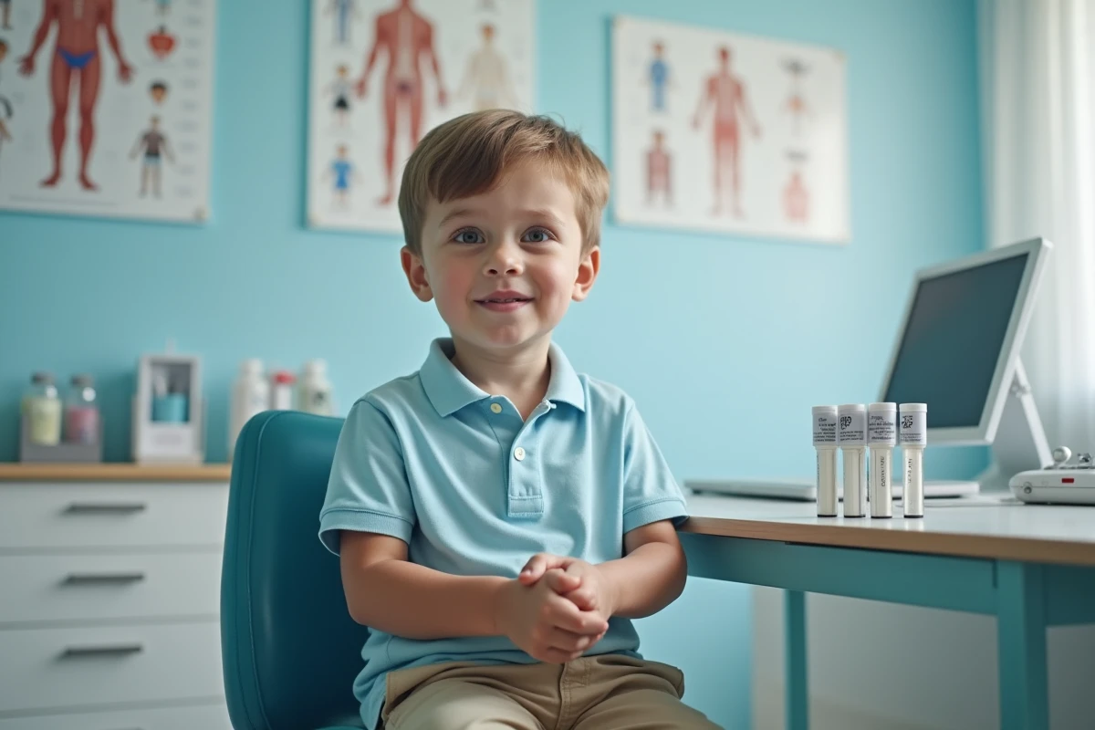 Jeune garçon lors d'un examen médical en clinique