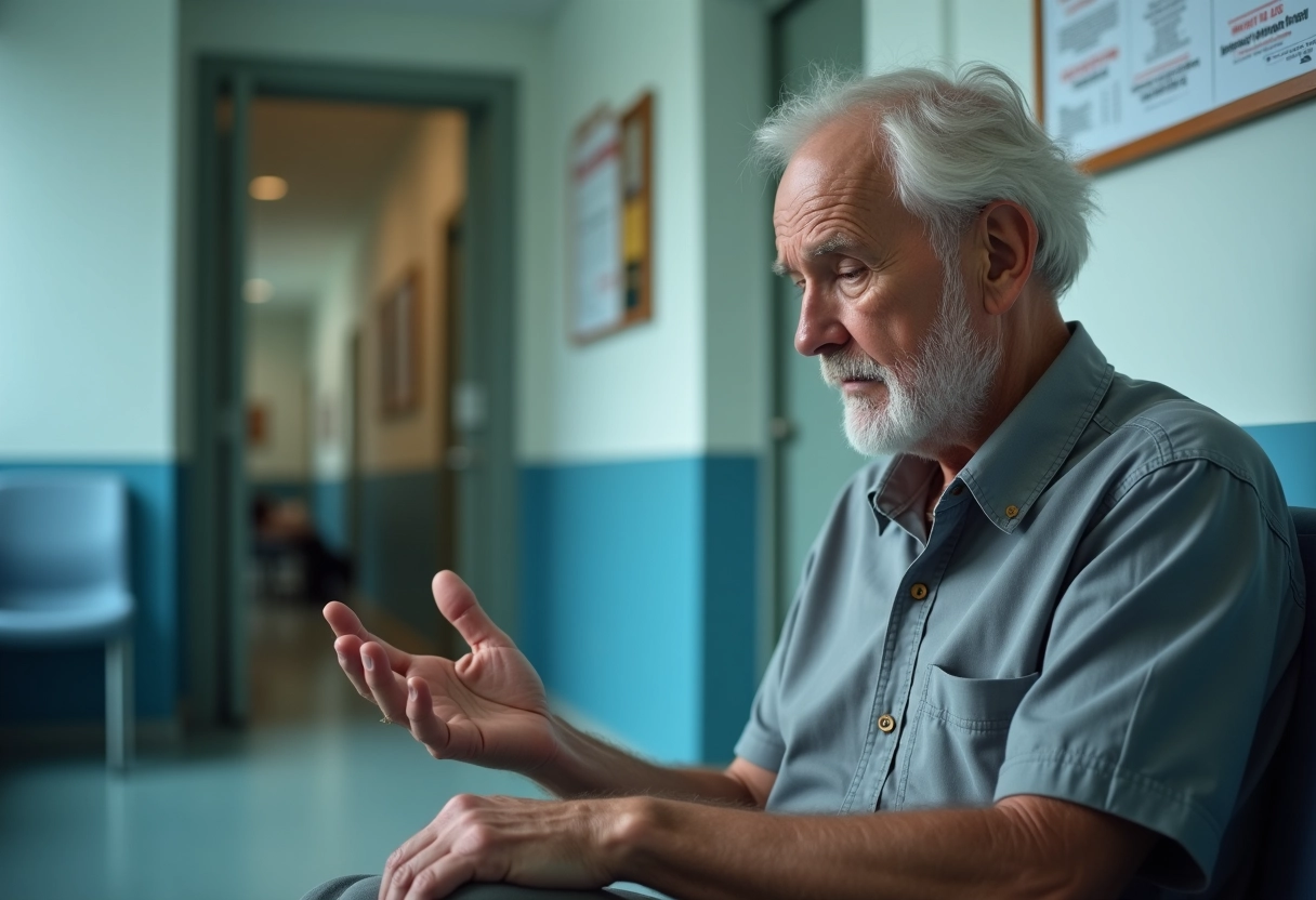 Homme âgé dans une salle d