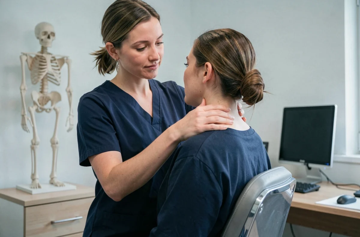 Kinésithérapeute effectuant une thérapie manuelle cervicale sur un patient à Nanteuil-lès-Meaux