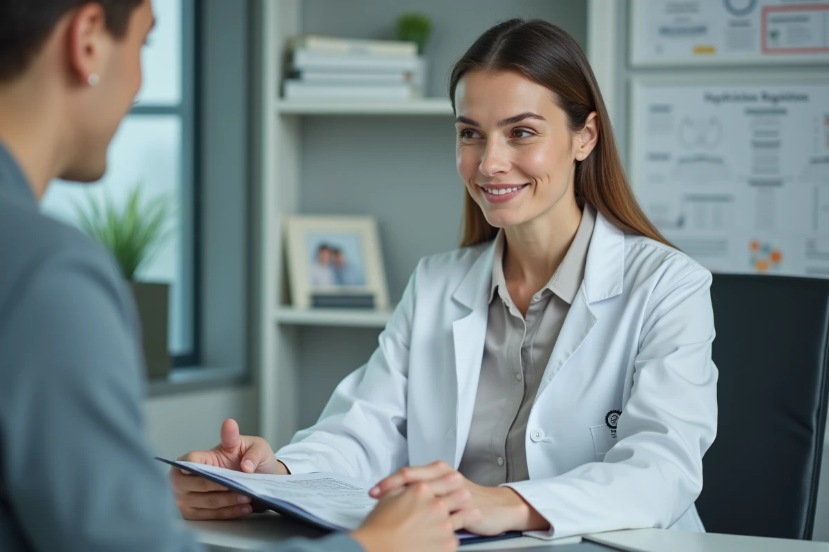 Medecin explique les résultats de tests à une patiente en consultation